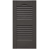 12 in. x 25 in. Open Louver Shutter Cathedral Top Tuxedo Grey #018