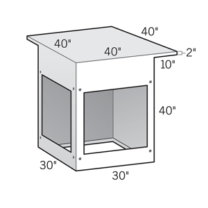 40 in. x 30 in. x 30 in. 90 Degree Corner Cabinet 10 in. Cantilever on two sides