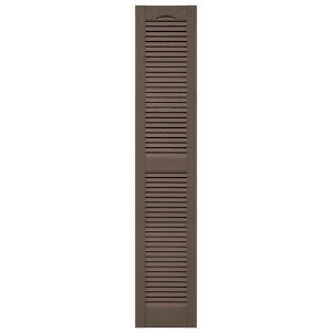 12 in. x 64 in. Open Louver Shutter Cathedral Top  French Roast 385