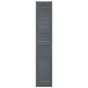 12 in. x 64 in. Open Louver Shutter Cathedral Top  Storm Cloud 419