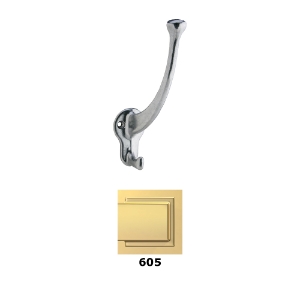 Ives 575 Coat  Hat Hook 7-inch Aluminum 605 Bright Brass - Model: 575A3