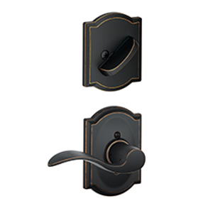 F59 Handleset Lock Interior Accent LH Lever w/Camelot trim 716 Aged Bronze - Box Pack