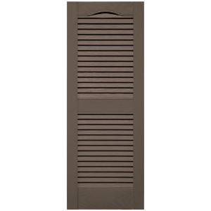 14-1/2 in. x 39 in. Open Louver Shutter Cathedral Top  French Roast 385