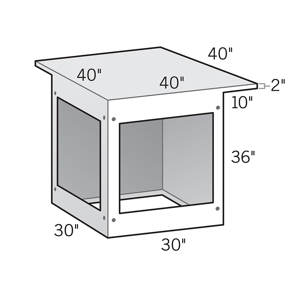 36 in. x 30 in. x 30 in. 90 Degree Corner Cabinet 10 in. Cantilever on two sides * Non-Returnable *