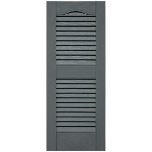 12 in. x 31 in. Open Louver Shutter Cathedral Top  Storm Cloud 419