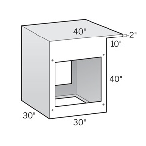 36 in. x 30 in. x 30 in. Cabinet 10 in. Cantilever Backside