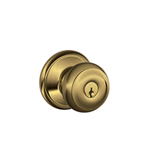 F51A Entry Georgian Knob 609 Antique Brass - Box Pack