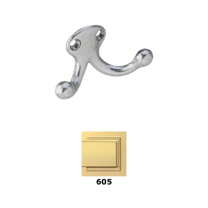 Ives 582 Wardrobe Hook Double Aluminum 605 Bright Brass - Model: SP582A3