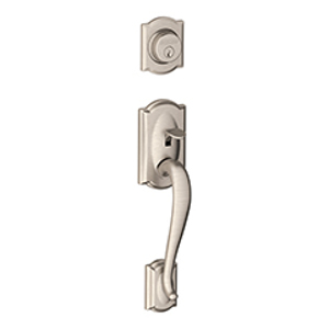 F58 Camelot Handleset Exterior 619 Satin Nickel - Box Pack