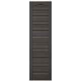12 in. x 25 in. Open Louver Shutter Cathedral Top Tuxedo Grey #018