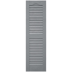 12 in. x 43 in. Open Louver Shutter Cathedral Top  Platinum 945