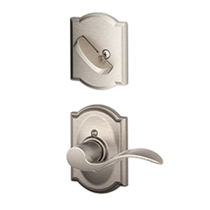 F59 Handleset Lock Interior Accent RH Lever w/Camelot trim 619 Satin Nickel - Box Pack